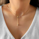 Shooting Star Moon Crescent Diamond Necklace in 14K Yellow Gold Vermeil on Sterling Silver