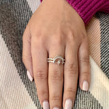 Nighttime Moon Star Lovers Detachable Diamond Ring in 14K White Gold