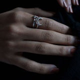 Nighttime Moon Star Lovers Detachable Diamond Ring in 14K White Gold