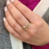 Nighttime Moon Star Lovers Two-Tone Detachable Diamond Ring in 14K Gold