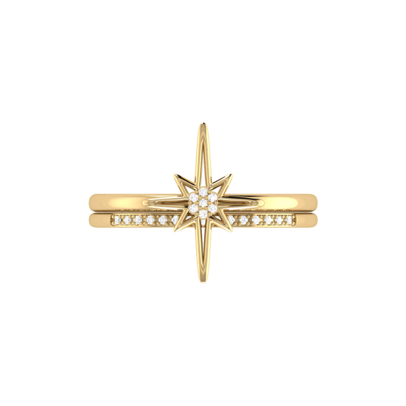 North Star Detachable Diamond Ring in 14K Yellow Gold Vermeil on Sterling Silver