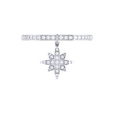 North Star Diamond Charm Ring in Sterling Silver