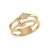 Starlit Crescent Double Band Diamond Ring in 14K Yellow Gold Vermeil on Sterling Silver