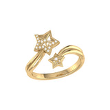 Gleaming Star Duo Diamond Ring in 14K Gold Vermeil on Sterling Silver