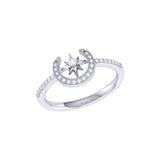 Crescent North Star Diamond Ring in 14K White Gold
