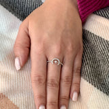 Crescent North Star Diamond Ring in 14K White Gold