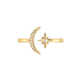 Starlit Moon Diamond Ring in 14K Yellow Gold
