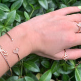Skyscraper Triangle Roof Adjustable Diamond Bangle in 14K Rose Gold Vermeil on Sterling Silver