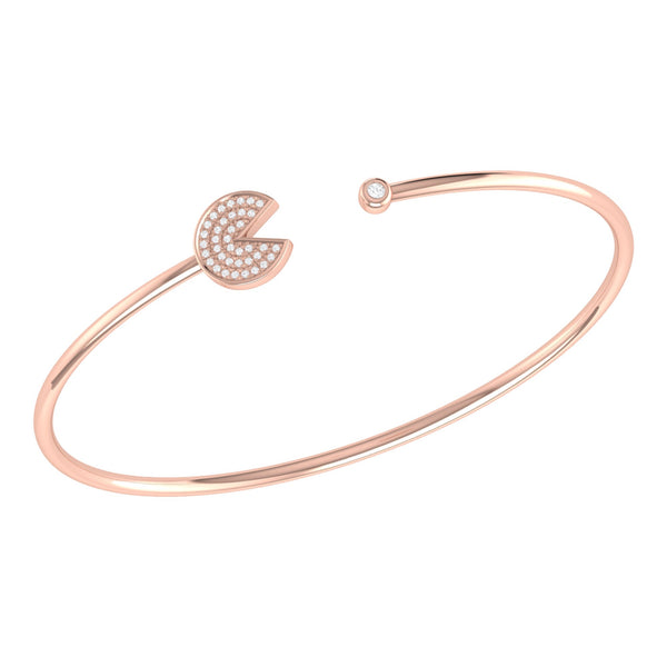 Pac-Man Candy Adjustable Diamond Cuff in 14K Rose Gold Vermeil on Sterling Silver