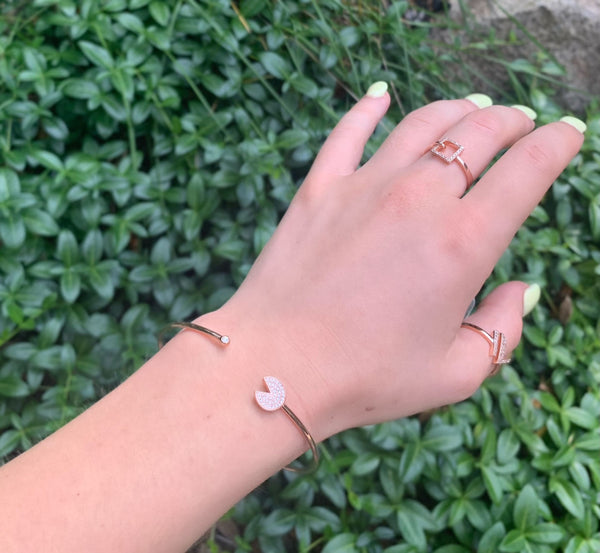 Pac-Man Candy Adjustable Diamond Cuff in 14K Rose Gold