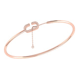 Celia C Adjustable Diamond Cuff in 14K Rose Gold Vermeil on Sterling Silver