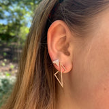 Electric Spark Zig Zag Diamond Earrings in 14K Rose Gold Vermeil on Sterling Silver