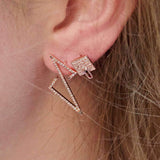 Electric Spark Zig Zag Diamond Earrings in 14K Rose Gold Vermeil on Sterling Silver