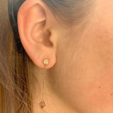 Straight Lace Open Square Street Diamond Earrings in 14K Rose Gold Vermeil on Sterling Silver