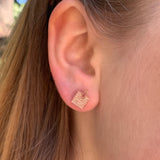 Sidewalk Square Diamond Stud Earrings in 14K Rose Gold Vermeil on Sterling Silver