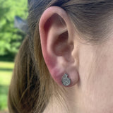 Street Cycle Open Teardrop Diamond Stud Earrings in Sterling Silver