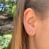 One Way Arrow Diamond Stud Earrings in 14K Rose Gold Vermeil on Sterling Silver