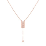 Traffic Light Bolo Adjustable Diamond Lariat Necklace in 14K Rose Gold Vermeil on Sterling Silver