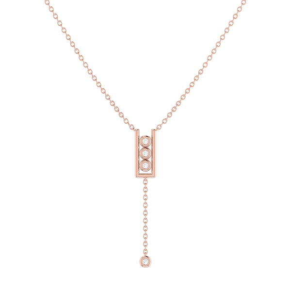 Traffic Light Bolo Adjustable Diamond Lariat Necklace in 14K Rose Gold Vermeil on Sterling Silver