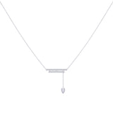 Wrecking Ball Double Bar Bolo Adjustable Diamond Lariat Necklace in Sterling Silver