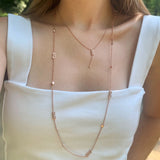 Traffic Light Layered Diamond Necklace in 14K Rose Gold Vermeil on Sterling Silver