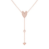 Raindrop Drip Diamond Y Necklace in 14K Rose Gold Vermeil on Sterling Silver