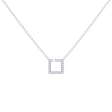 Street Light Diamond Square Necklace in 14K White Gold