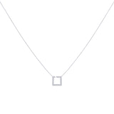 Street Light Diamond Square Necklace in 14K White Gold