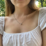 Street Light Diamond Square Necklace in 14K White Gold