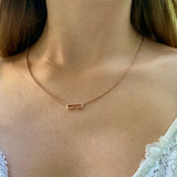 Swing Rectangle Diamond Necklace in 14K Rose Gold Vermeil on Sterling Silver