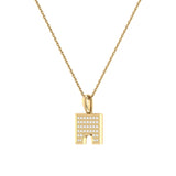 City Arches Square Diamond Pendant in 14K Yellow Gold Vermeil on Sterling Silver