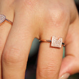 Street Cycle Open Teardrop Diamond Ring in Sterling Silver