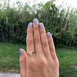 Street Cycle Open Teardrop Diamond Ring in 14K Yellow Gold Vermeil on Sterling Silver