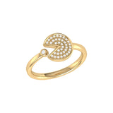 Pac-Man Candy Open Diamond Ring in 14K Yellow Gold Vermeil on Sterling Silver