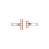 Parallel Park Double Diamond Bar Open Ring in 14K Rose Gold Vermeil on Sterling Silver