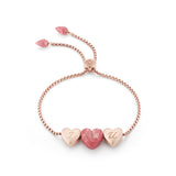 Luv Me Thulite Bolo Adjustable I Love You Heart Bracelet in 14K Rose Gold Plated Sterling Silver