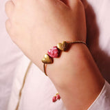 Luv Me Thulite Bolo Adjustable I Love You Heart Bracelet in 14K Rose Gold Plated Sterling Silver