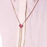 Luv Me Thulite Adjustable Heart Necklace in 14K Rose Gold Plated Sterling Silver