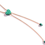 Luv Me Malachite Adjustable Heart Necklace in 14K Rose Gold Plated Sterling Silver