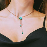 Luv Me Malachite Adjustable Heart Necklace in 14K Rose Gold Plated Sterling Silver