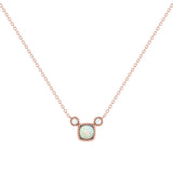 Cushion Cut Opal & Diamond Birthstone Necklace In 14K Rose Gold