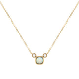 Cushion Cut Opal & Diamond Birthstone Necklace In 14K Yellow Gold
