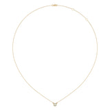 Cushion Cut Opal & Diamond Birthstone Necklace In 14K Yellow Gold