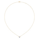 Cushion Cut Tanzanite & Diamond Birthstone Necklace In 14K Yellow Gold