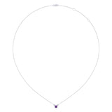 Cushion Cut Amethyst & Diamond Birthstone Necklace In 14K White Gold