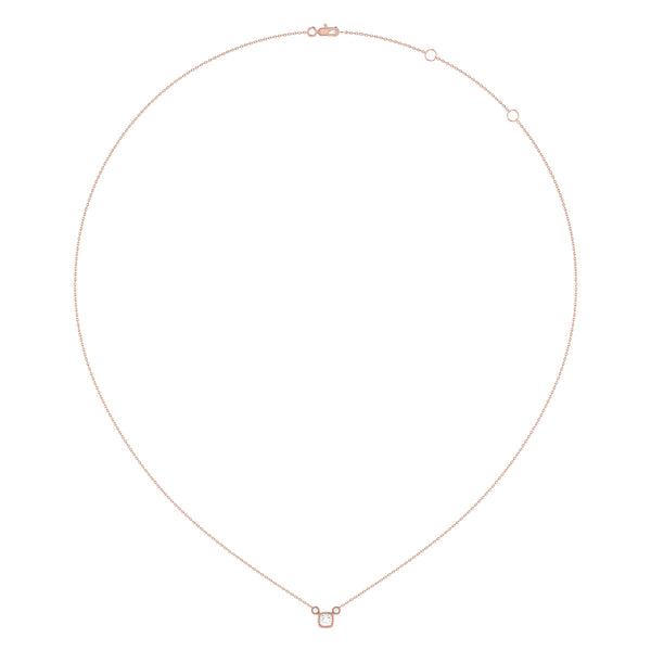 Cushion Cut Diamond Birthstone Necklace In 14K Rose Gold