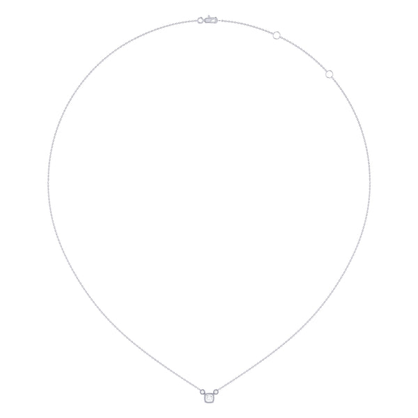 Cushion Cut Diamond Birthstone Necklace In 14K White Gold