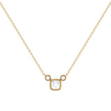 Cushion Cut Diamond Birthstone Necklace In 14K Yellow Gold