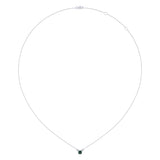 Cushion Cut Emerald & Diamond Birthstone Necklace In 14K White Gold