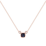 Cushion Cut Alexandrite & Diamond Birthstone Necklace In 14K Rose Gold